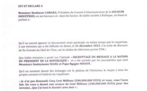 [Documents] Abdoulaye Sow sert une sommation interpellative à Boubacar Camara