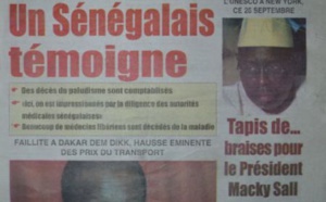 A la Une du Journal Siweul du mercredi 17 septembre 2014