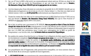 Familles menacées de délogement à Tivaoune Peulh / SCI Darou Salam : "Les propriétaires des 29 logements cités peuvent être tranquilles. Ils ne seront pas expulsés de leurs maisons."
