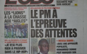 A la Une du Journal L'Observateur du vendredi 10 octobre 2014