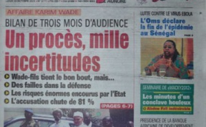 A la Une du Journal Walfadjri du lundi 13 octobre 2014