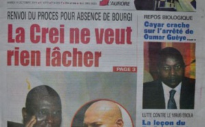 A la Une du Journal Walfadjri du mardi 14 octobre 2014