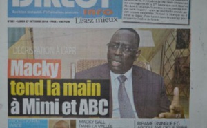 A la Une du Journal Direct Info du lundi 27 octobre 2014