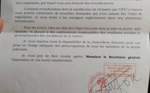 Justice: Réponse du Secrétaire général du Ministère de la Justice au nom du Garde des Sceaux à l’UNTJ