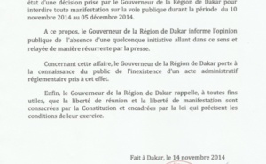 Le Gouverneur de Dakar dément avoir interdit toute manifestation sur la voie publique