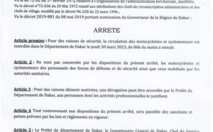 Procès Ousmane Sonko / Mame Mbaye Niang : Les motocyclettes et cyclomoteurs interdits de de circuler entre 6 h et minuit(Gouverneur)