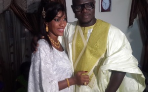 Makhtar Diop pose avec Bébé Basse lors du baptême de Mouhamed Diouf 