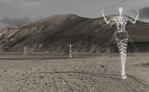 En Islande, des pylônes électriques sont transformés en sculptures de 45m de haut ! Impressionnant...