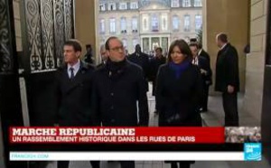 La sortie des chefs d'État du palais de l'Elysée