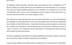 Grève des agents des Impôts et Domaines : Le Directeur général appelle à la sérénité et, à la responsabilité (Communiqué)