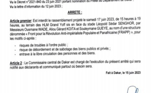 Interdiction du rassemblement de Frapp, prévu samedi