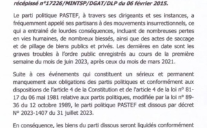 Urgent: Le parti Pastef, dissous