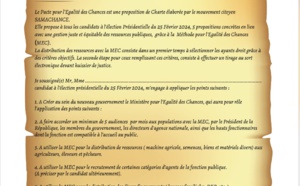 Lancement du Pacte pour l'égalité des chances par le mouvement citoyen SAMACHANCE