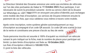 Alerte à l'arnaque : La Douane sénégalaise encore ciblée par « vendeurs » de véhicules saisis