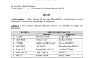 PDS-Parrainage Présidentielle 2024: Magatte Sy, nommé coordinateur national, la liste des délégués régionaux 