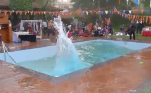Regardez la réaction d'une piscine lors du tremblement de terre au Népal