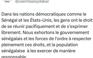Manifestations pacifiques : L’Ambassade des Etats Unis exhortent les autorités à respecter les droits