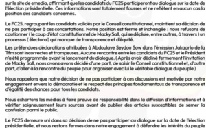 Audience avec Macky Sall: les précisions des candidats du FC25