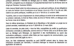 Le décret portant dissolution du Pastef abrogé (Document)