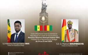 Visite de travail : le président Bassirou Diomaye Faye en Guinée pour échanger avec son homologue Mamadou Doumbouya