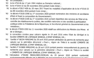 La société Ciments de l’Afrique Sénégal à Pout : Ce que fixe l’arrêté-005494 portant sur son autorisation, ouverture et exploitation