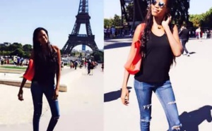 Le mannequin Coumbelle Kane en vacances à Paris