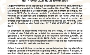 Le gouvernement sénégalais débloque 5 milliards FCFA pour soutenir les ex-détenus et victimes de la période pré-électorale