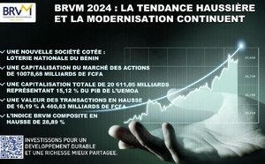 La BRVM termine l’année 2024, avec 28,89 % de progression : La tendance haussière et la modernisation continuent….
