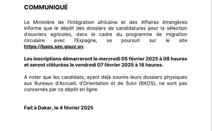 Migration circulaire : Ouverture des inscriptions pour les ouvriers agricoles, à partir du 5 février