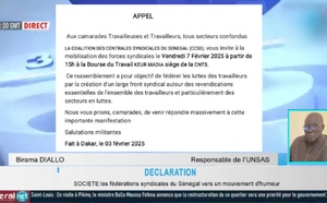 Au front pour la satisfaction de ses revendications : La CCSS donne rendez-vous vendredi prochain