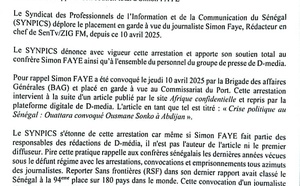 Arrestation du Rédacteur en Chef de D-Media : Le Synpics apporte son soutien total à Simon Faye