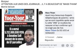 Affaire BOA I Clarification : Mass Thiam (UCG) n’est pas impliqué, il s’agit de Massamba Thiam