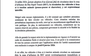 Circulation anarchique autour du BRT : le préfet durcit les sanctions