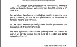 DAF : reprise de la production des cartes nationales d’identité