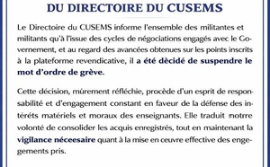 CUSEMS suspend son mot d’ordre de grève