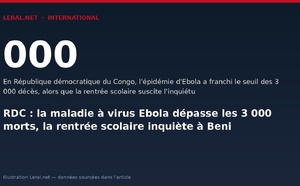 RDC : la maladie à virus Ebola dépasse les 3 000 morts, la rentrée scolaire inquiète à Beni