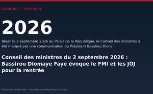 Conseil des ministres du 2 septembre 2026 : Bassirou Diomaye Faye évoque le FMI et les JOJ pour la rentrée