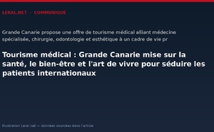 Tourisme médical : Grande Canarie mise sur la santé, le bien-être et l'art de vivre pour séduire les patients internationaux