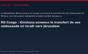 RD Congo : Kinshasa annonce le transfert de son ambassade en Israël vers Jérusalem