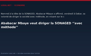 Ababacar Mbaye veut diriger la SONAGED ‘’avec méthode’’