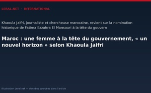 Maroc : une femme à la tête du gouvernement, « un nouvel horizon » selon Khaoula Jaifri