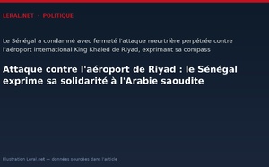 Attaque contre l'aéroport de Riyad : le Sénégal exprime sa solidarité à l'Arabie saoudite