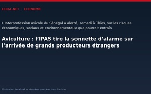 Aviculture : l’IPAS tire la sonnette d’alarme sur l’arrivée de grands producteurs étrangers