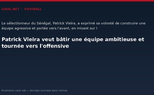 Patrick Vieira veut bâtir une équipe ambitieuse et tournée vers l'offensive