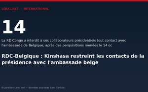 RDC-Belgique : Kinshasa restreint les contacts de la présidence avec l'ambassade belge