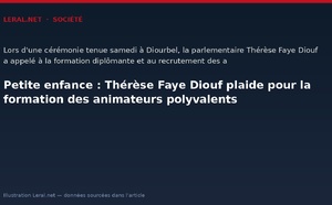 Petite enfance : Thérèse Faye Diouf plaide pour la formation des animateurs polyvalents