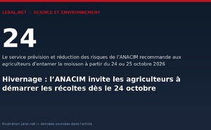 Hivernage : l’ANACIM invite les agriculteurs à démarrer les récoltes dès le 24 octobre