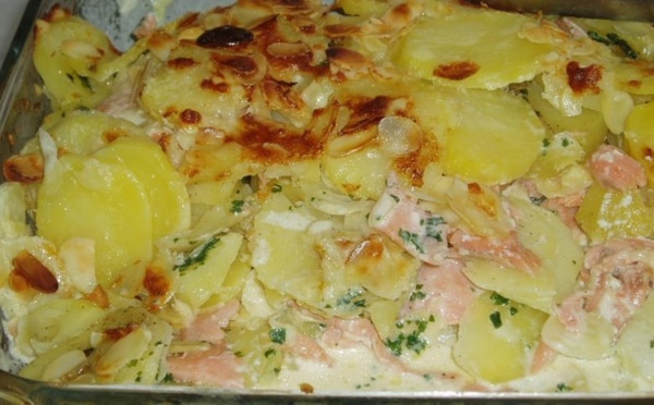 Recette Gratin de pommes de terre et saumon