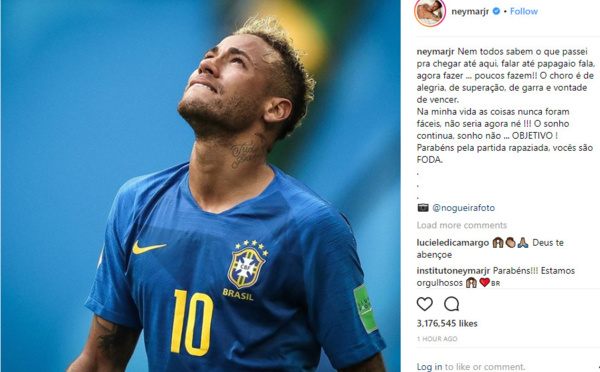 Neymar explique pourquoi il a pleuré à la fin de Brésil-Costa Rica