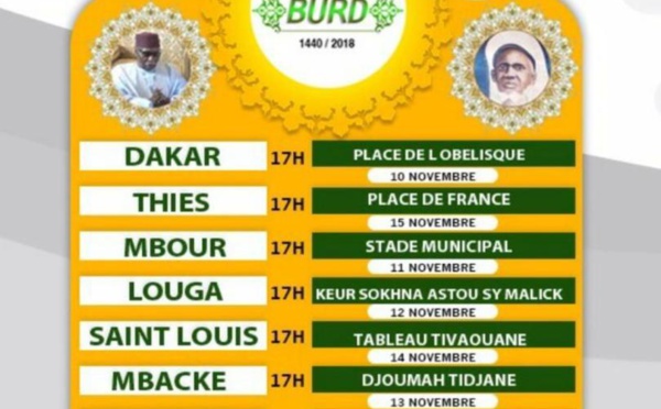 "Bourdes" populaires décentralisés au niveau régional : le calendrier